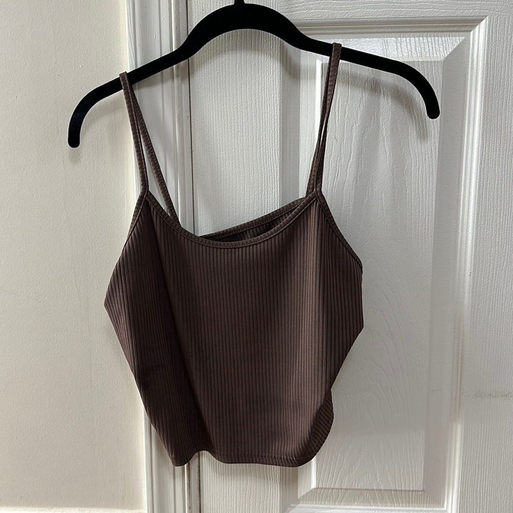 Brown ribbed tank top